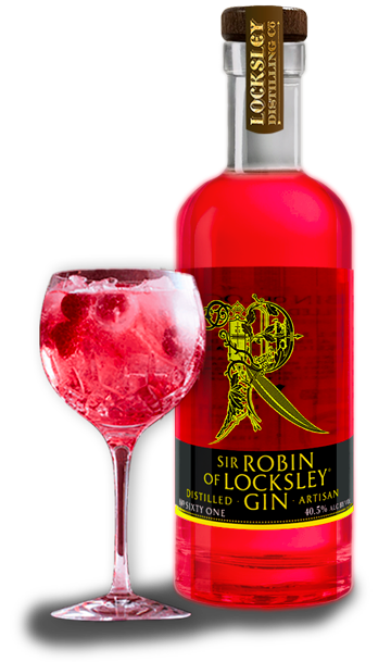 Raspberry and cardamom gin - bottle and glass